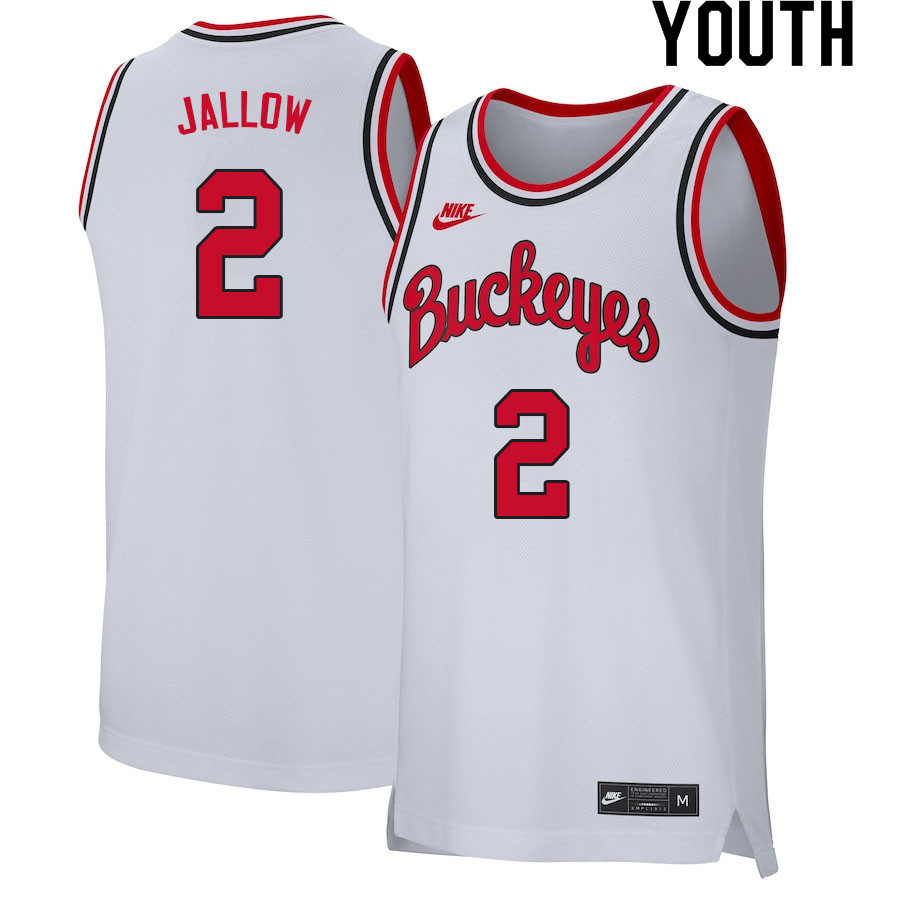 Youth #2 Musa Jallow Ohio State Buckeyes College Basketball Jerseys Sale-Retro White